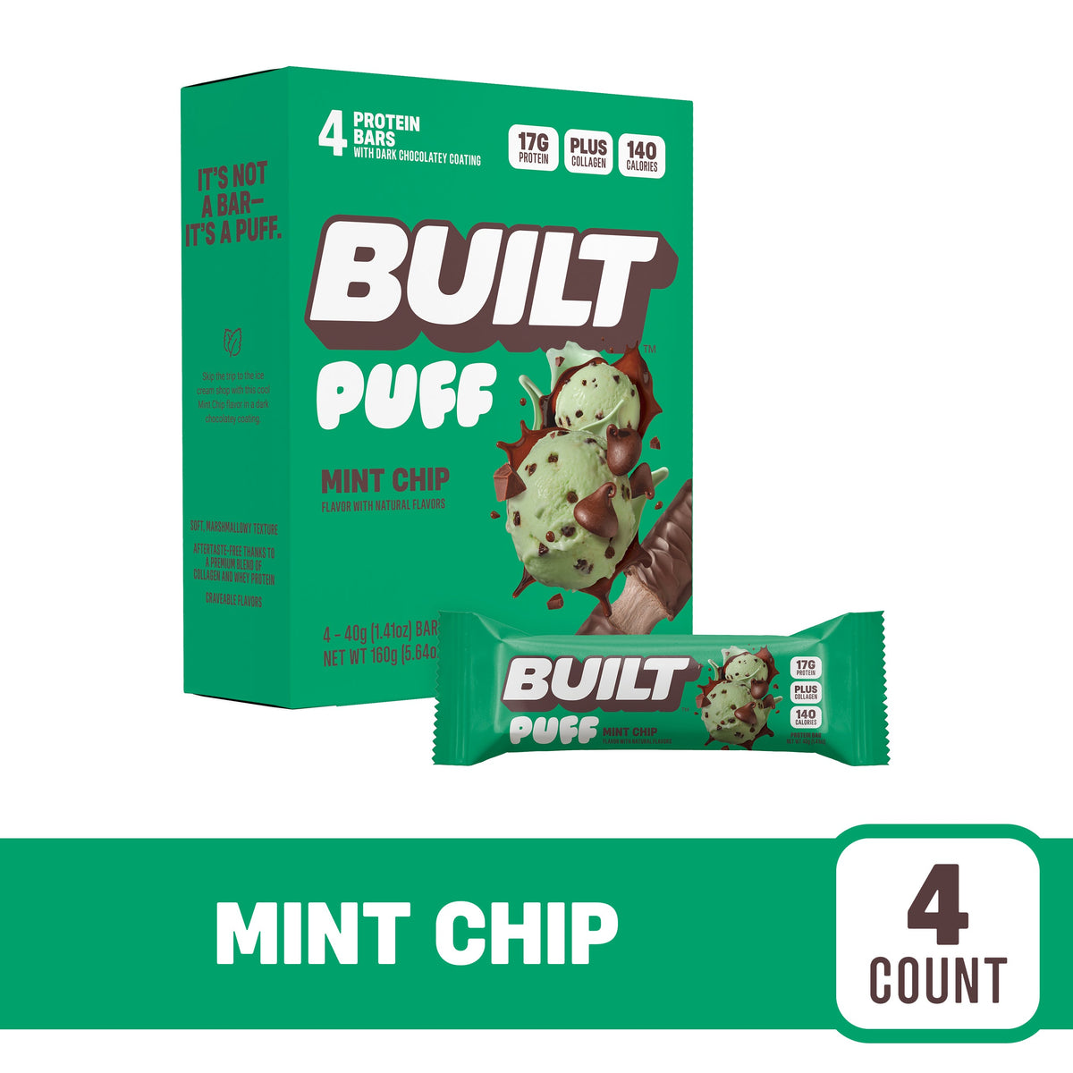 BUILT Mint Chip Protein Puff - 12 Count