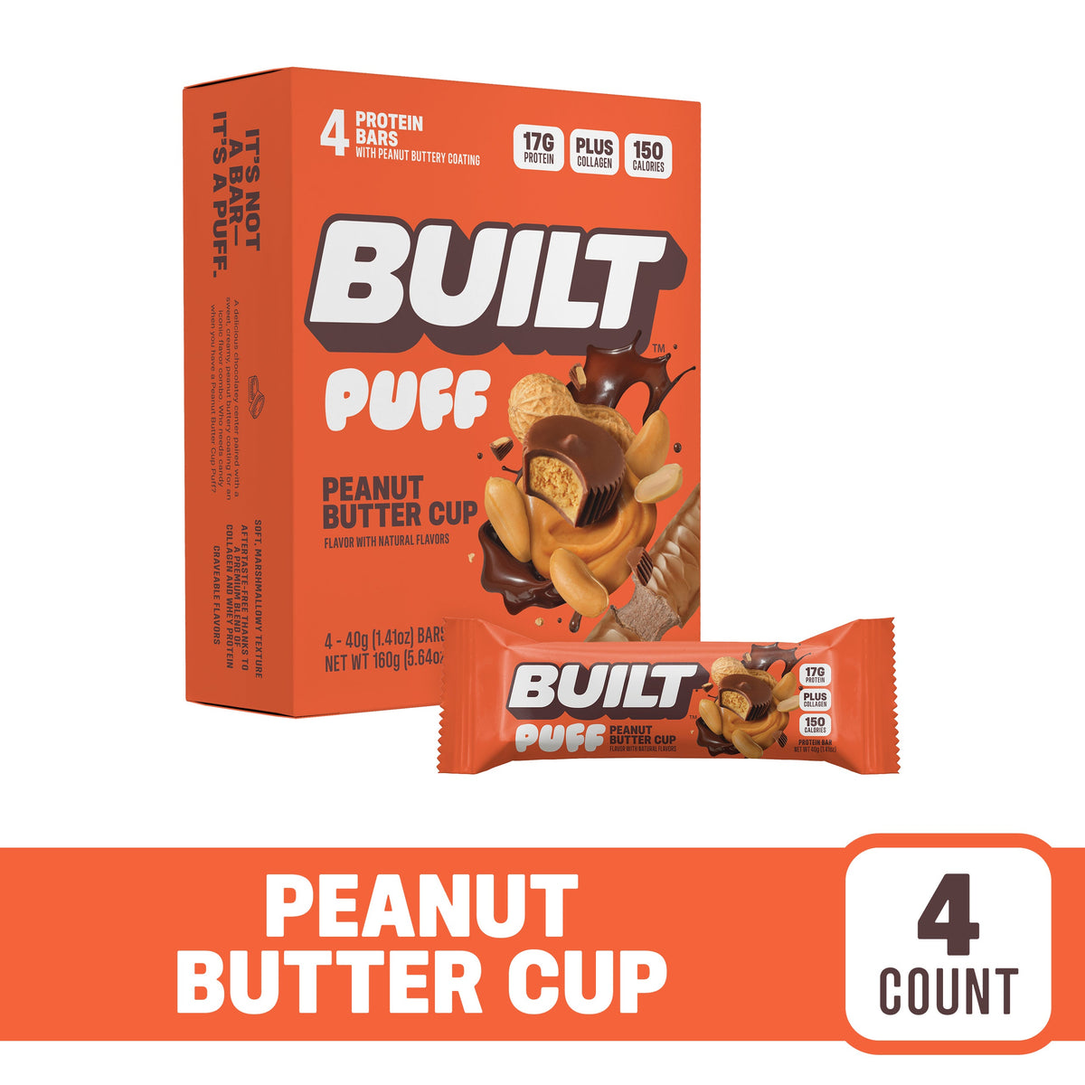 BUILT Peanut Butter Cup Protein Puff - 12 Count