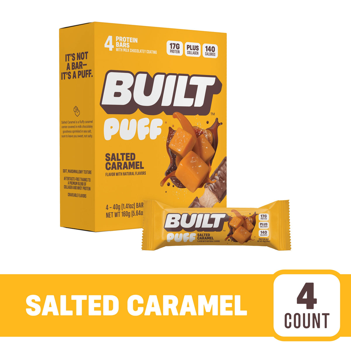 BUILT Salted Caramel Protein Puff - 12 Count