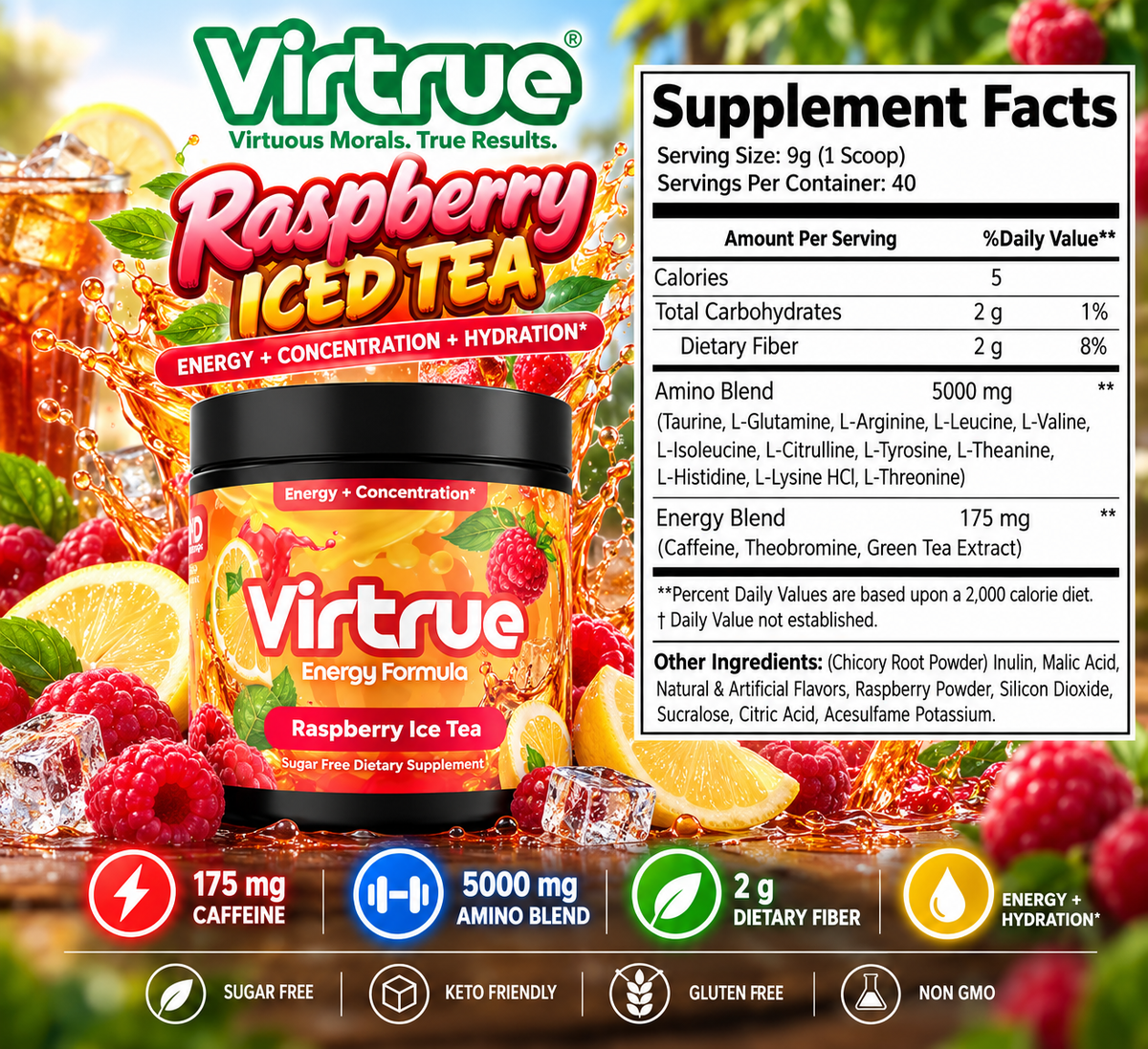 Raspberry Iced Energy Powder