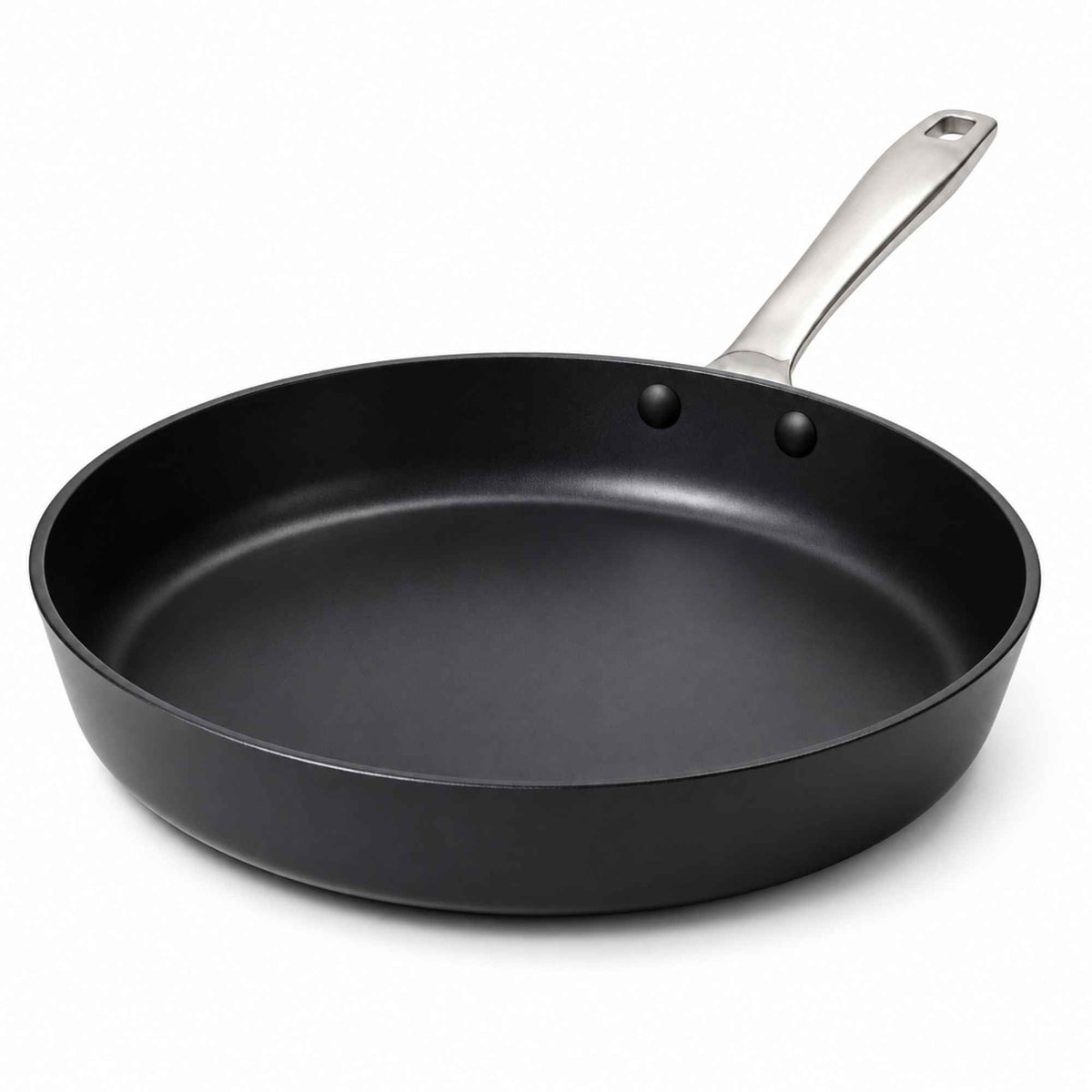 Alva ceramic nonstick frying pan with black cooking surface and stainless steel handle
