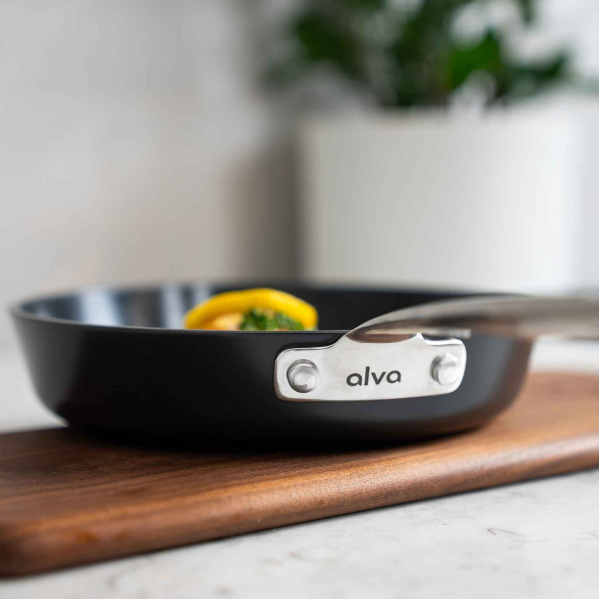 side back view of Alva ceramic nonstick frying pan