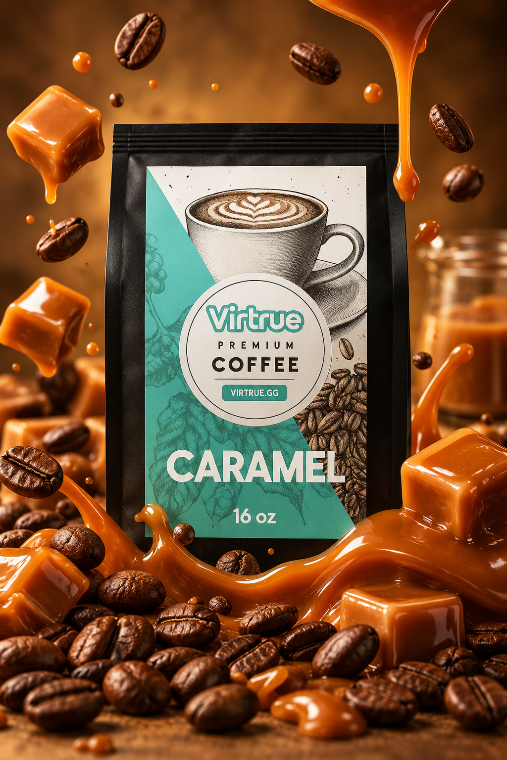 Virtrue caramel coffee bag