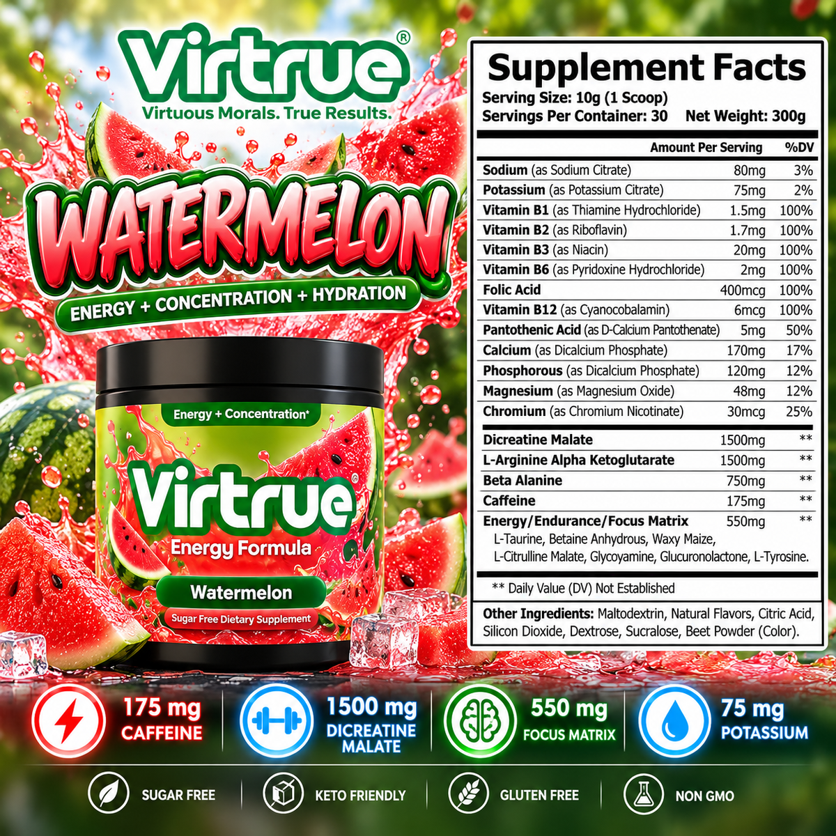 Virtrue Watermelon Pre Workout Tub