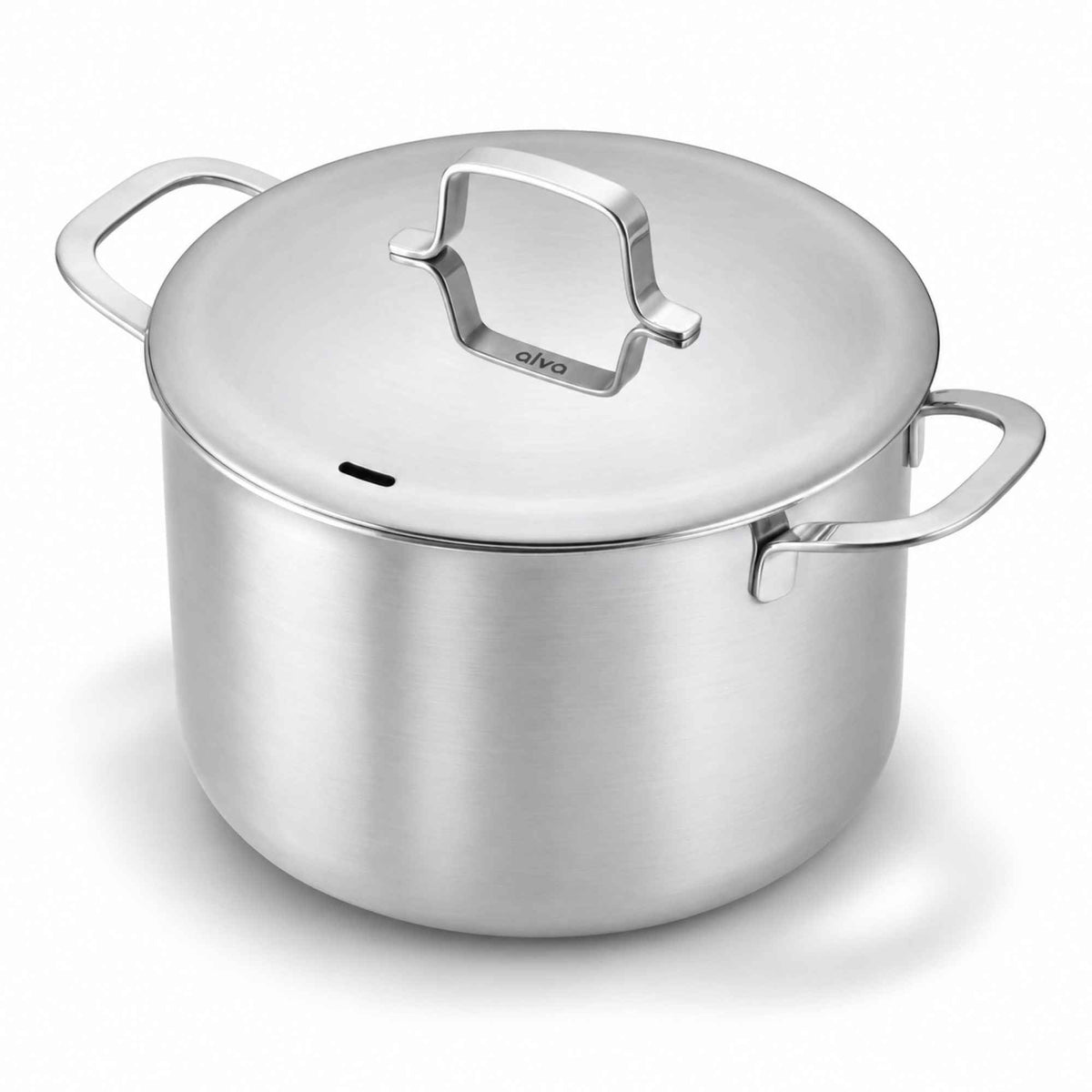Alva 7-quart 5-ply stainless steel stock pot with matching lid and side handles