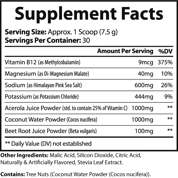 Virtrue blue raspberry electrolyte supplement facts