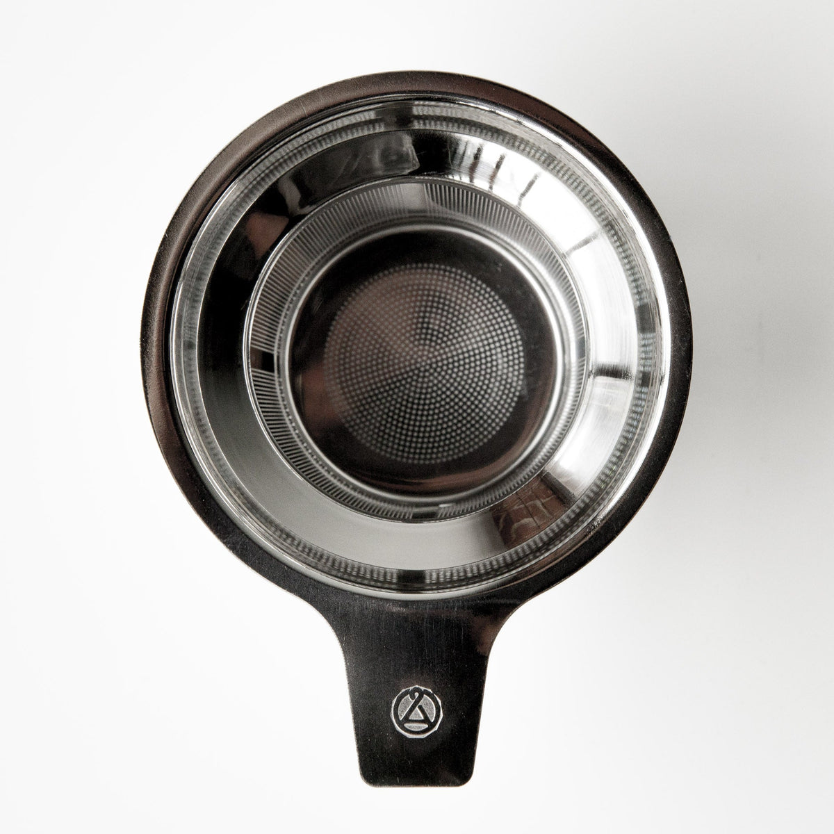 August stainless steel tea infuser shown from above with fine mesh filter
