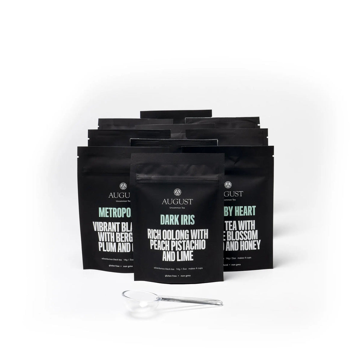 August Top 10 Iced Tea Collection with ten loose leaf tea blends in individual pouches