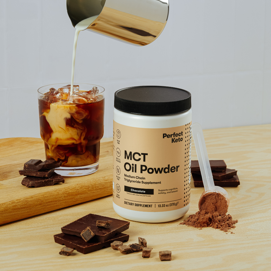 Chocolate MCT Oil Powder with Iced Coffee
