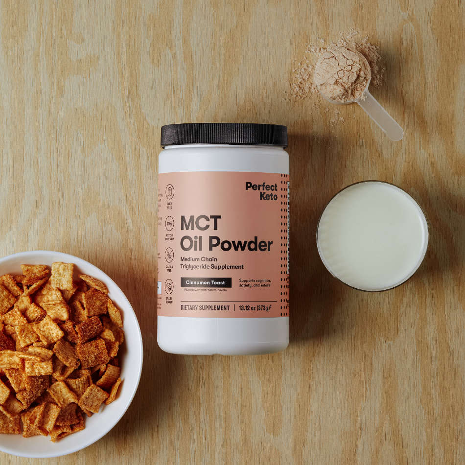 Perfect Keto Cinnamon Toast MCT Oil Powder with cinnamon cereal
