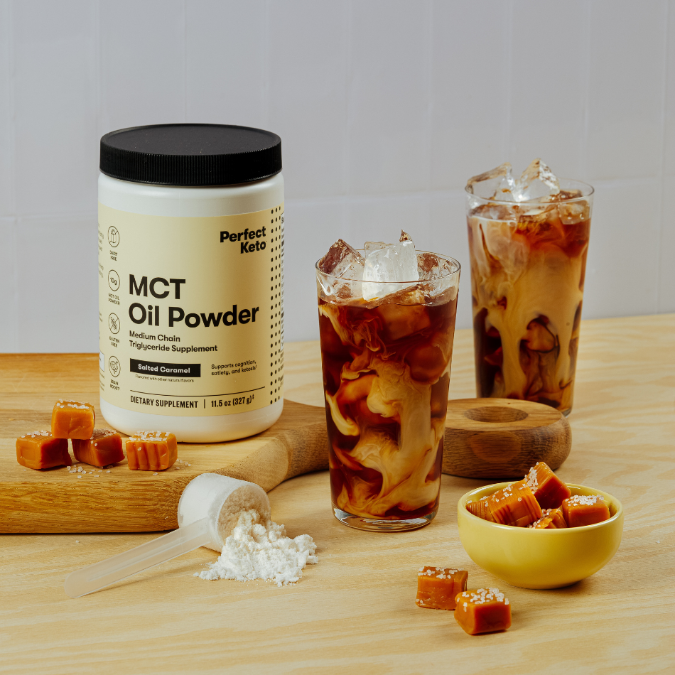 Salted Caramel MCT Oil Powder with Iced Coffee
