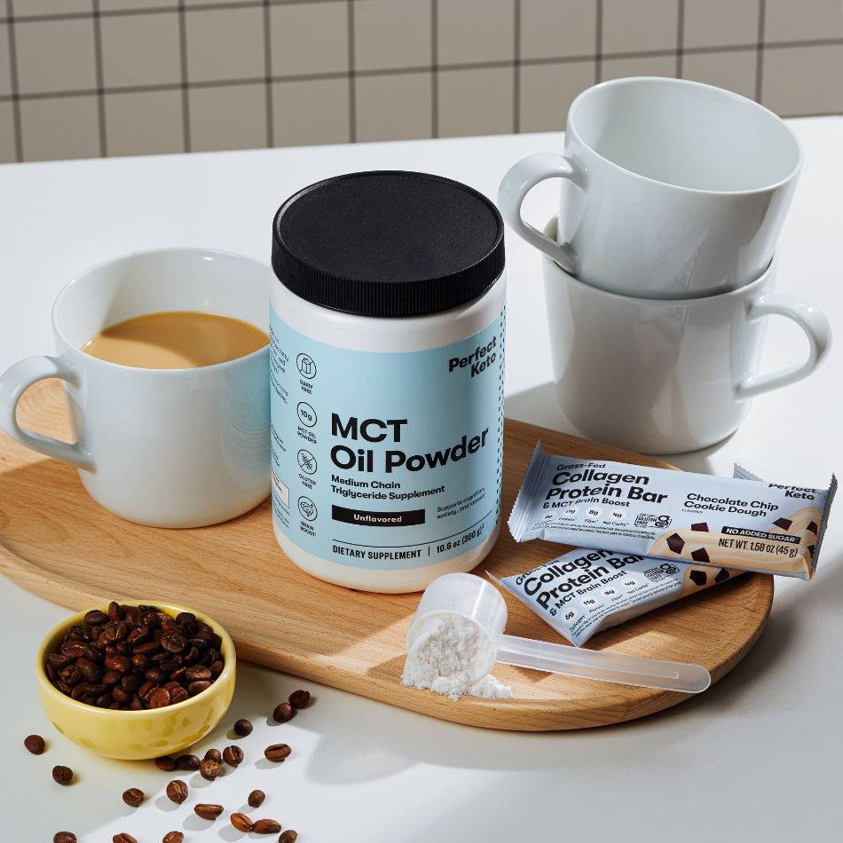 Perfect Keto MCT Oil Powder with Coffee and protein bars