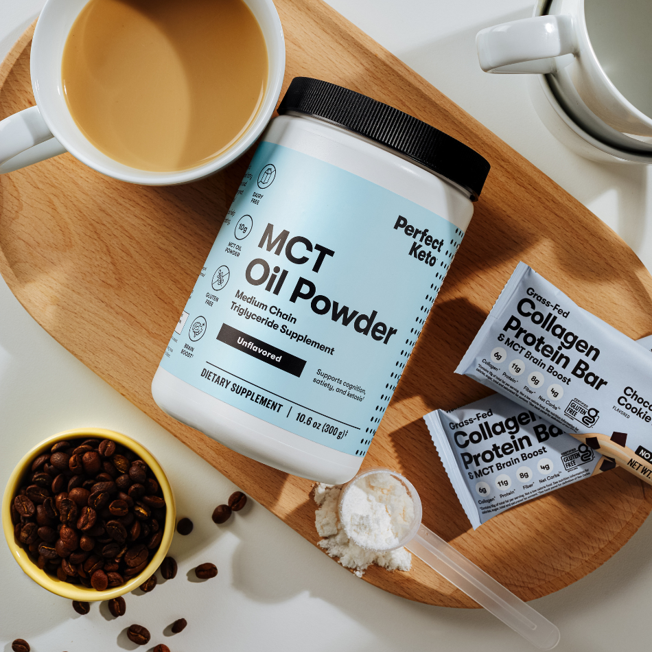 Perfect Keto Unflavored MCT Oil Powder with Coffee and Breakfast