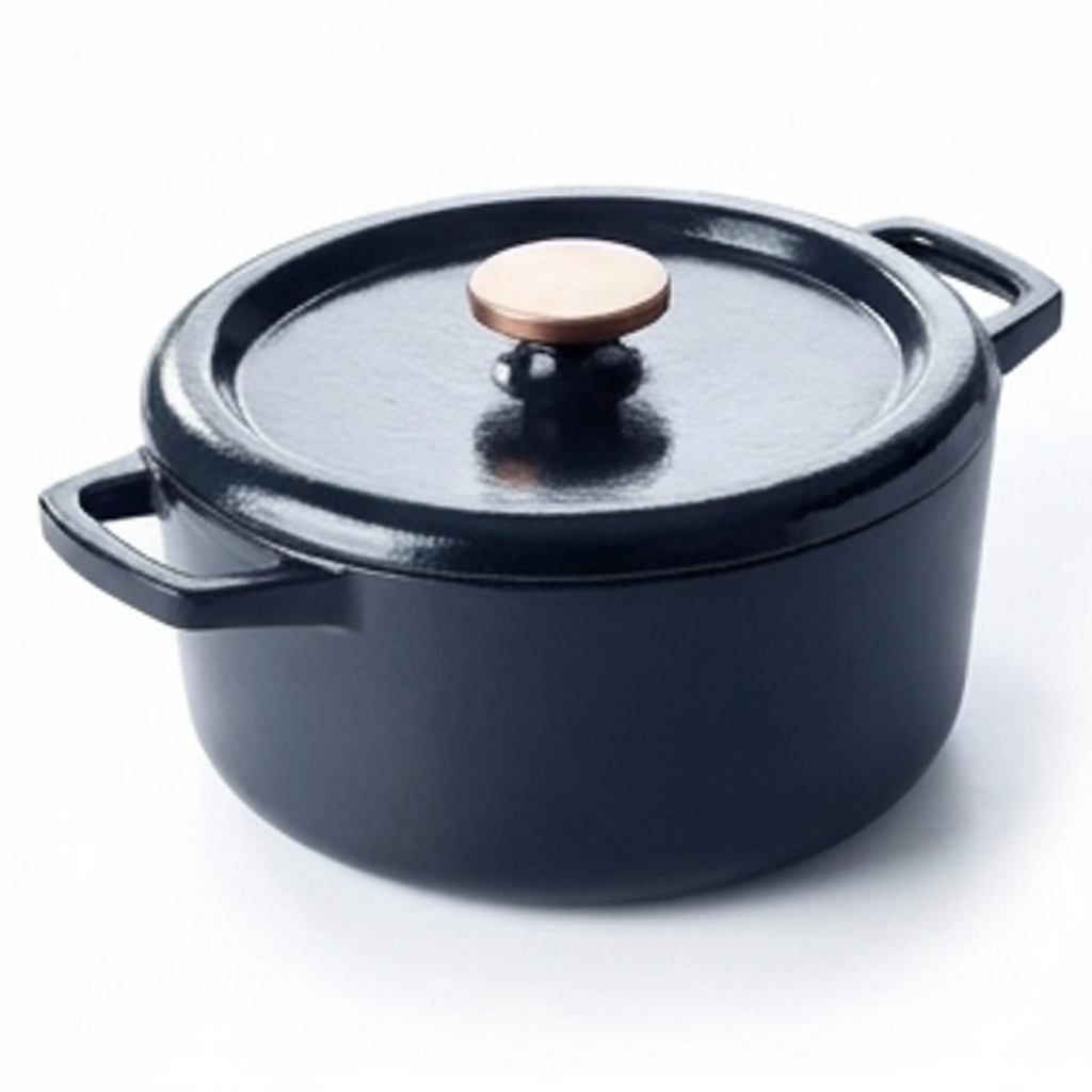 Alva 5-quart black enameled cast iron Dutch oven with lid and copper-colored knob