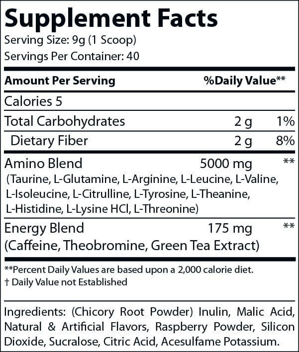 Virtrue Raspberry Iced Tea Pre Workout Supplement Facts
