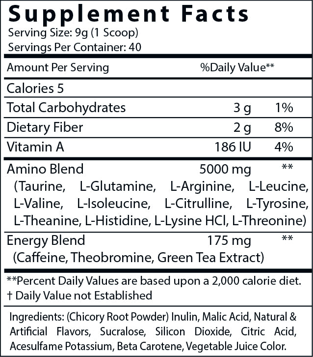 Virtrue Peach Mango Pre Workout Supplement Facts